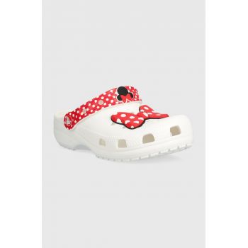 Crocs slapi copii CLASSIC DISNEY MINNIE culoarea alb