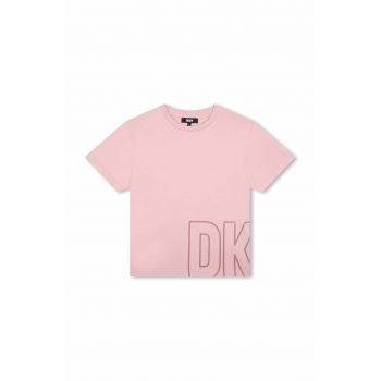 Dkny tricou de bumbac pentru copii culoarea violet, cu imprimeu