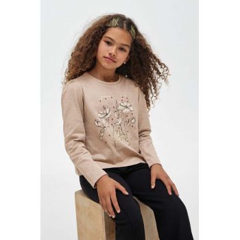 Mayoral longsleeve din bumbac pentru copii culoarea bej