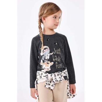 Mayoral longsleeve din bumbac pentru copii culoarea gri