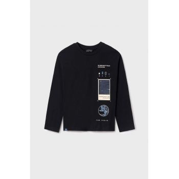 Mayoral longsleeve din bumbac pentru copii culoarea negru, cu imprimeu