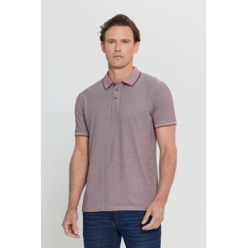 Tricou polo slim fit cu fenta cu nasturi