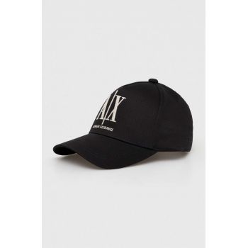 Armani Exchange șapcă de baseball din bumbac culoarea negru, cu imprimeu ieftina