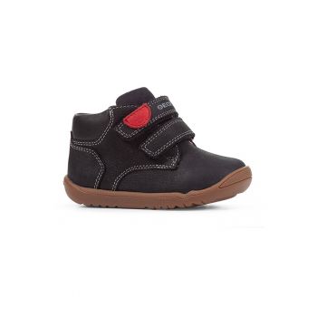 Ghete mid-high de piele nabuc cu velcro