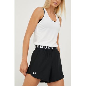 Under Armour pantaloni scurți de antrenament 1355791 femei, culoarea negru, cu imprimeu, medium waist