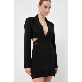 Bardot rochie culoarea negru, mini, mulata