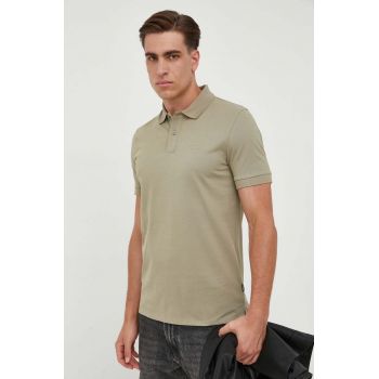 BOSS polo de bumbac culoarea verde, uni 50468301 ieftin