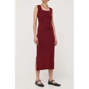 Max Mara Leisure fusta culoarea bordo, midi, drept