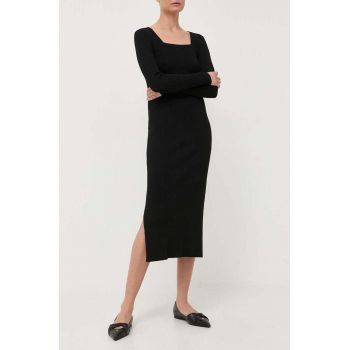 Max Mara Leisure fusta culoarea negru, midi, drept