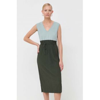 Max Mara Leisure rochie culoarea verde, midi, evazati