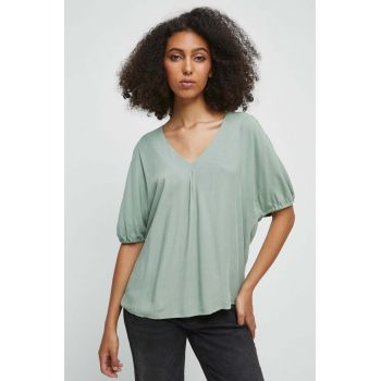 Medicine bluza femei, culoarea verde, neted