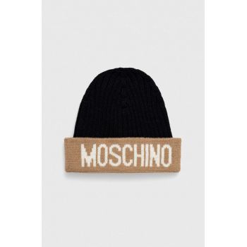 Moschino caciula de lana culoarea bej, de lana