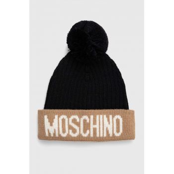 Moschino caciula de lana culoarea bej, de lana, din tesatura neteda