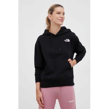 The North Face bluză Essential femei, culoarea negru, cu glugă, uni NF0A7ZJDJK31