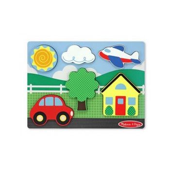 Melissa & Doug - Puzzle din lemn cu piese mari Casuta galbena