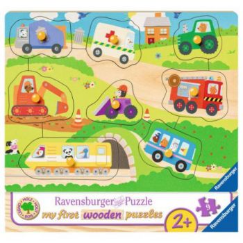 Puzzle din lemn cu vehicule, 8 piese