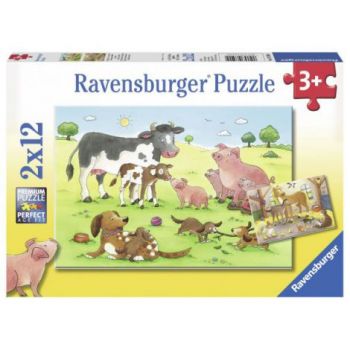 Puzzle familii animale, 2x12 piese