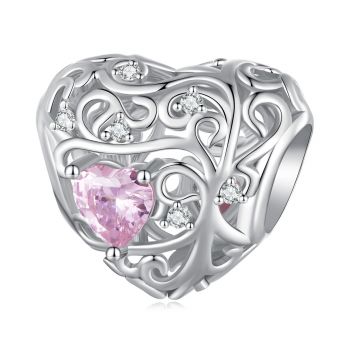 Talisman din argint Pink Love Heart