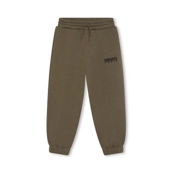 Kenzo Kids pantaloni de trening pentru copii culoarea verde, neted