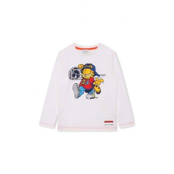 Marc Jacobs longsleeve din bumbac pentru copii culoarea alb, cu imprimeu