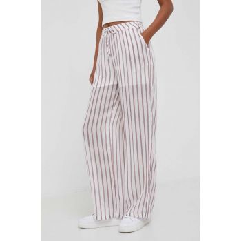 Pepe Jeans pantaloni femei, culoarea alb, drept, high waist