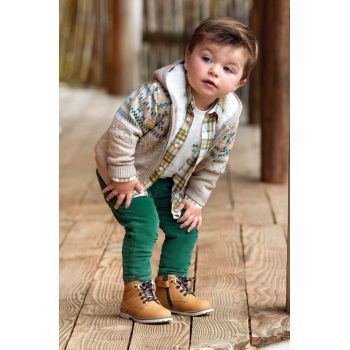 Mayoral pantaloni bebe culoarea verde, neted