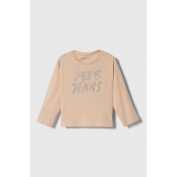 Pepe Jeans longsleeve din bumbac pentru copii culoarea roz