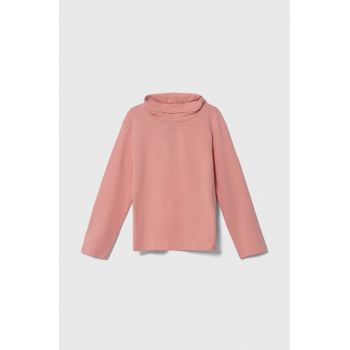 United Colors of Benetton longsleeve copii culoarea roz, cu guler