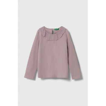 United Colors of Benetton longsleeve copii culoarea violet