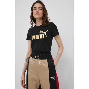 Puma tricou din bumbac 848303 culoarea negru