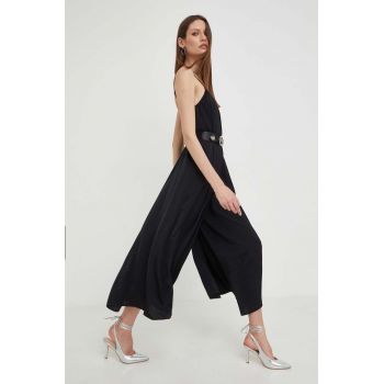 Answear Lab salopeta culoarea negru, cu decolteu rotund