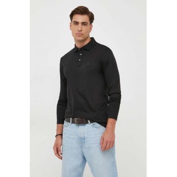 BOSS longsleeve din bumbac culoarea negru, uni 50485162