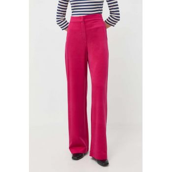 MAX&Co. pantaloni femei, culoarea roz, drept, high waist