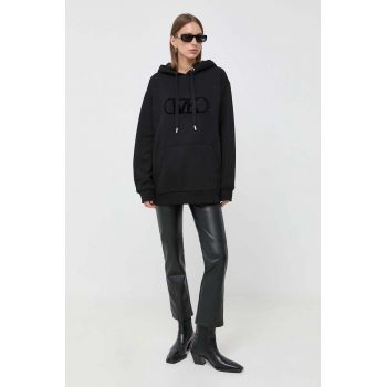 MICHAEL Michael Kors hanorac de bumbac femei, culoarea negru, cu glugă, cu imprimeu