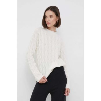 United Colors of Benetton pulover din amestec de lana femei, culoarea bej, cu turtleneck