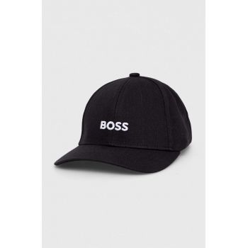 BOSS șapcă de baseball din bumbac culoarea negru, cu imprimeu 50495121