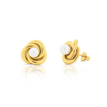 Cercei din aur 14k Pearl Big Swirl