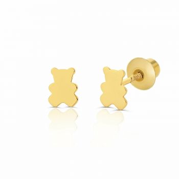 Cercei din aur 14k pentru copii Teddy Bear Silhouette