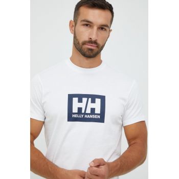 Helly Hansen tricou din bumbac culoarea alb, cu imprimeu 53285-096