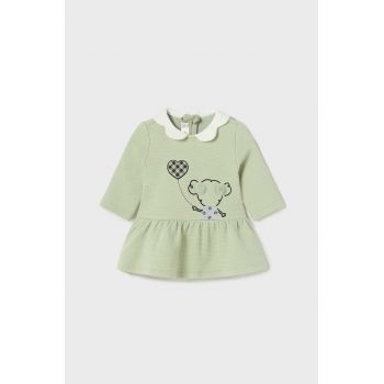 Mayoral Newborn rochie bebe culoarea verde, mini, evazati