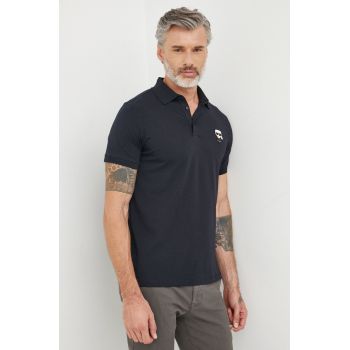 Karl Lagerfeld tricou polo bărbați, culoarea bleumarin, cu imprimeu 500221.745022