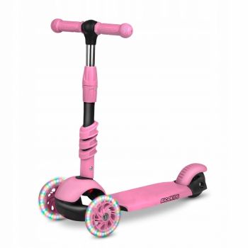 Trotineta 3 in 1 Ricokids cu scaunel si roti cu lumini LED Todi Roz