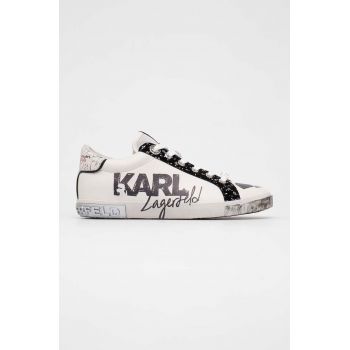 Karl Lagerfeld sneakers din piele SKOOL culoarea alb, KL60111