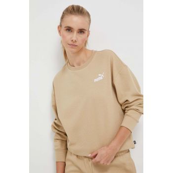 Puma bluza femei, culoarea bej, neted