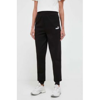 Puma pantaloni femei, culoarea negru, neted