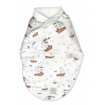 Sistem de infasare bambus inchidere velcro Baby swaddle Marin + cadou rucsacel