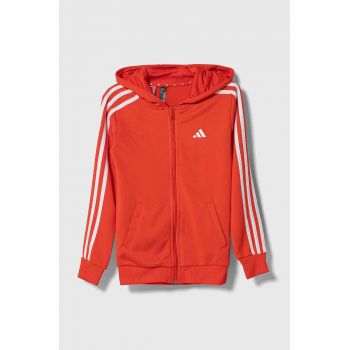 adidas bluza copii culoarea rosu, cu glugă, cu imprimeu