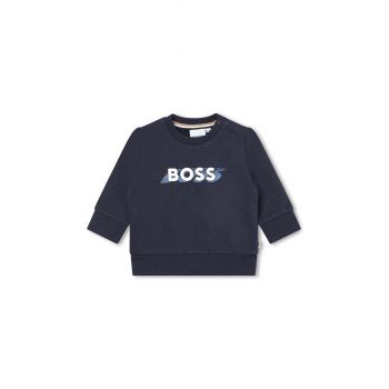 BOSS bluza copii culoarea albastru marin, cu imprimeu