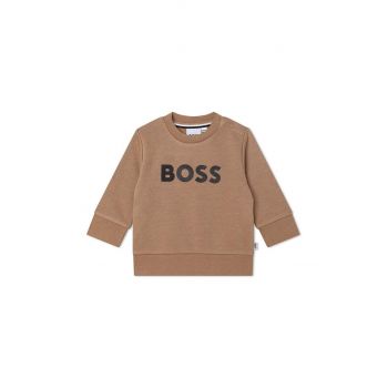 BOSS bluza copii culoarea bej, cu imprimeu