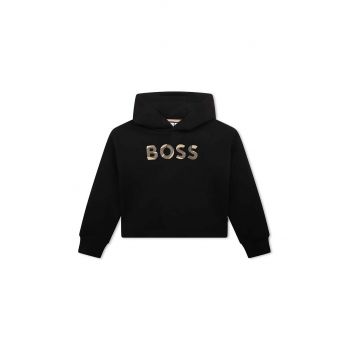 BOSS bluza copii culoarea negru, cu imprimeu